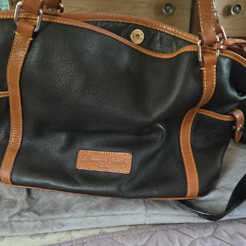 Dooney & Bourke Black and Tan Leather Tote